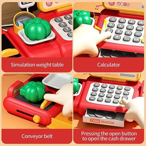 Enfants de caisse enregistreuse Toys Fun Calculator Scanner Microphone Credit Card Puzzle Pouzer Machine Transmetteur