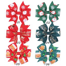 Pinces à cheveux de Noël pour enfants pour filles Barrettes à nœud pour bébé Noeuds en ruban gros-grain de Noël Bonhomme de neige Bébé fille Pinwheel Épingles à cheveux Accessoires en épingle à cheveux de Noël YL2470