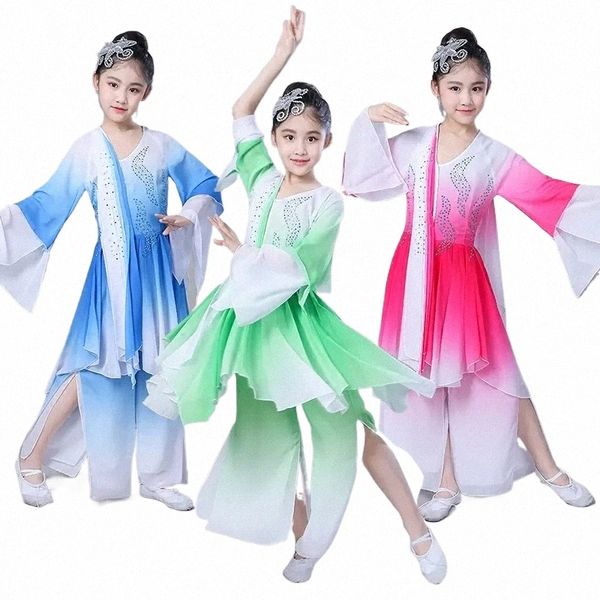 Costume de danse folklorique classique pour enfants Fan Umbrella Costume de danse Performance Filles Natial Moderne Yangko Dance Wear n3yn #
