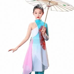Kinderen Klassieke Yangko Dans Kostuums Fee Elegant Borduren Fan Paraplu Dans Meisjes Oude Chinese Hanfu Dancewear h1IU #