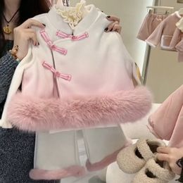 Vêtements pour enfants gilet en Tweed pour filles avec dégradé de couleur automne et hiver nouveau gilet en laine pour enfants