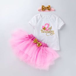 Vêtements pour enfants, Amazon Baby Girl T-shirt à manches courtes imprimées de 2 ans, jeu de jupe princesse