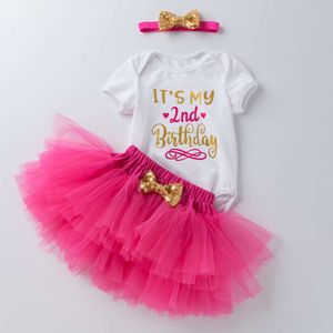 Kleding voor kinderen, baby eerstejaars kleding, cartoon romper, roze rose prinsesjurkset