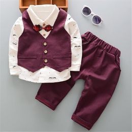 Costume pour garçons, vêtements pour enfants, ensemble trois pièces, chemise et gilet, Version coréenne, petite et moyenne taille, printemps-automne, 2024