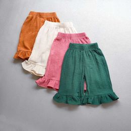 Kleding Kleding Katoen van Kleding Wandelde Zomer Solid Color Casual Shorts Kinderen Babymeisjes Losse enkellengte broek L2405