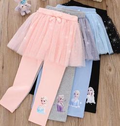 Diseñador de ropa para niños 2024 Primavera y otoño Pantalones de falda de malla para niña nueva Pantalones inferiores de cómic de dibujos animados para niños Falda de princesa