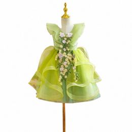 Costume pour enfants Pettiskirt Performance Wear Filles Vert Mori Style Princ Dr Robe L1aE #