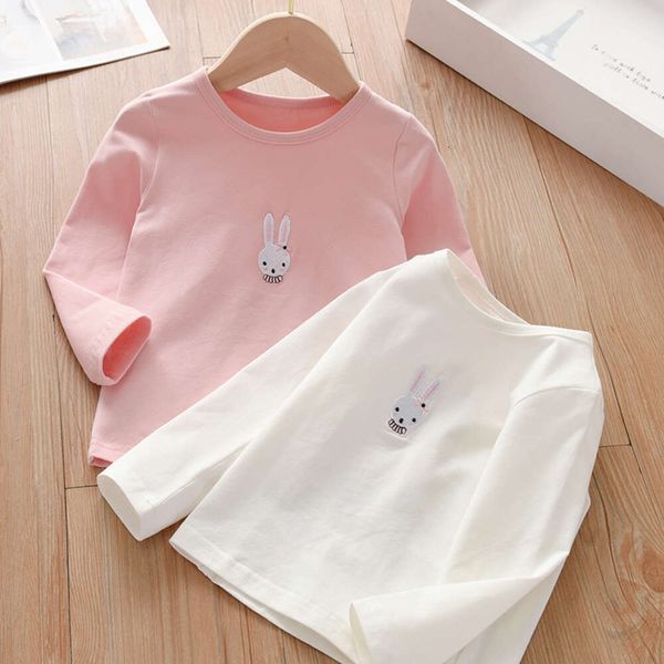 Camisa de fondo de algodón para niños, cuello redondo, camiseta de manga larga de niñas, ropa de niños/verano de primavera/verano, versión coreana, top moderna
