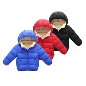 Katoenkleding voor kinderen Winter plus fluwelen jongens baby dikke jas afneembare dop gevoerde jas fleece voering bovenkleding casual j220718