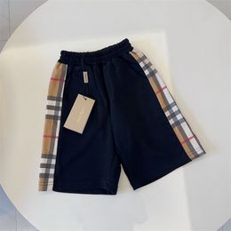 Katoenen shorts voor kinderen, geruite patchwork jongensshorts, zomermode, casual shorts, maat 90 cm-160 cm A2