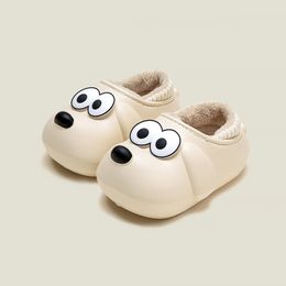 Pantoufles en coton pour enfants Chaussures d'intérieur antidérapantes pour garçons Chaussures en coton imperméables pour enfants et chaussures en coton pour bébé en cachemire blanc