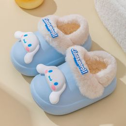 Katoenen kinderpantoffels winter cartoon nieuwe indoor katoenen slepen jongens en meisjes schattige antislip dikke warme baby katoenen schoenen blauw