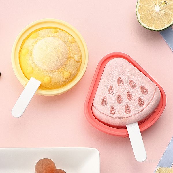 Moules à glace mignons pour enfants en forme de pastèque et de raisin moule en silicone bacs à crème glacée avec couvercle outils de cuisine familiale T500944