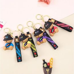 Children's Day Cartoon Key Rings Boys and Girls Animal Doll Bear Acryl Metal Car Backpack Hanging Drop Charm Keychain Toy Gift Sieraden Accessoires Groothandel