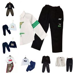 Designer per bambini autunno e inverno tendenza nuovo stile casual grandi ragazzi e ragazze manica lunga con cappuccio pantalone taglia 90-160 cm f0011