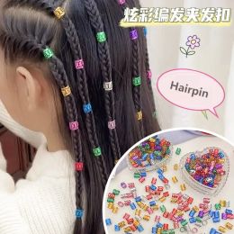 Pasadores de trenzas sucias para niños, botón de horquilla, adorno para el cabello, horquillas trenzadas, red roja, tocado de bebé, trenzas, artefacto, hebilla de anillo LL