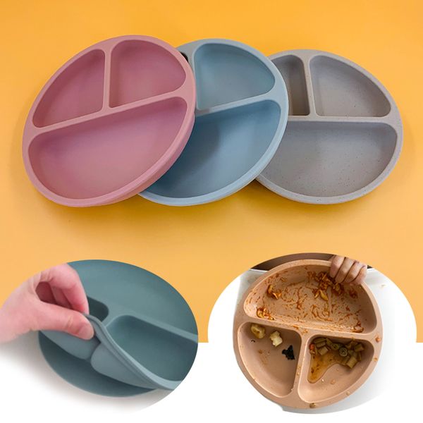 Platos para niños, juego de cuencos con ventosa de silicona para bebés, juego de vajilla con cara sonriente, plato Retro para niños