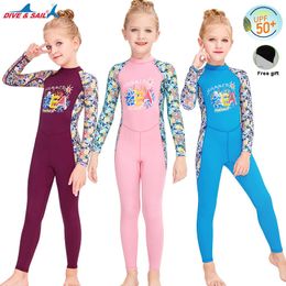 Children's Swim Wear Kids Diving Suit UPF50 Lange mouwen Badenpak jongens meisjes zonbescherming zwempak Snel droog uitslag bewaker wetsuit