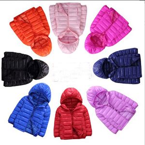 Kinderen Down Coat Designer Bloy's Bovenkleding Hooded Meisje Warm Jacket Kleur Blokkeren Klassiek Design 110-160cm