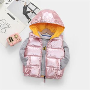 Kinderdons katoenen winter nieuwe jongen warm vest meisje baby cartoon donsjas met brede schouder