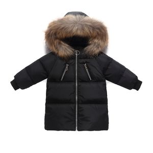 Kinderjas Medium lange grote wollen kraag kleding jongens en meisjes 210916