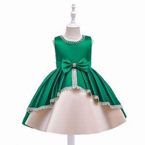 Robe de robe pour enfants robes de fille en satin couleur arc assorti des robes de bal de princesse sans manches