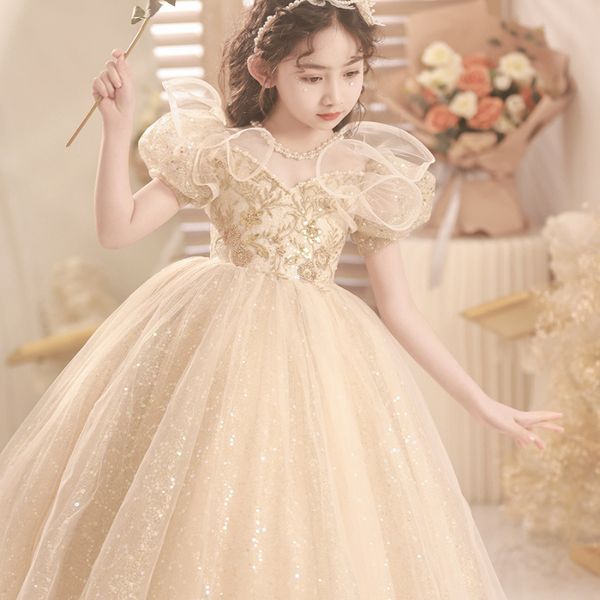 Robe enfant robe princesse hôte Piano jouer robe de soirée anniversaire fille fleur enfant mariage haut de gamme