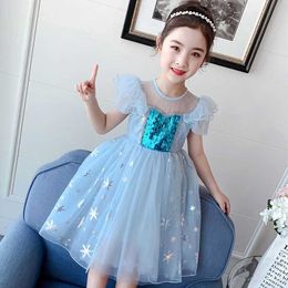 Kinderjurk zomer Nieuwe Girl's Rok Star Buitenlandse stijl Fluffy Gauze Rok Ice Snow Wonderland Princess Aisha Dress