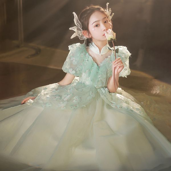 Robe pour enfants The New Green Girl Mori Model Catwalk Hostess Hostess Piano Performance Robe