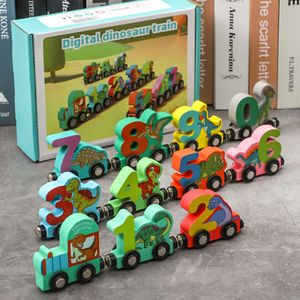 Blocs de Puzzle cognitifs numériques en bois pour enfants, éducation précoce, dinosaure magnétique, petits blocs de Train, jouets