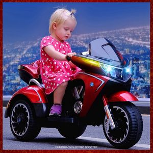 Voiture de moto électrique pour enfants 3 roues lumières COOL double entraînement garçons filles moto à moteur Tricycle bébé course MOTO jouet vélo enfants cadeaux de festival d'anniversaire