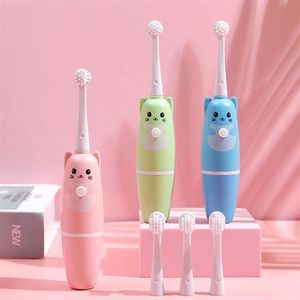 Cepillo de dientes eléctrico para niños con patrón de dibujos animados y cabezal de repuesto suave 209R295M