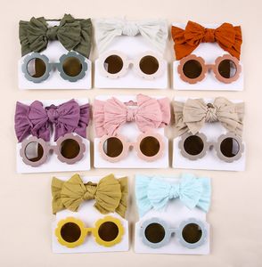Ensemble d'accessoires de mode pour enfants - Bandeau large en nylon avec nœud papillon pour bébé et lunettes de soleil d'été pour petite princesse - Différents styles disponibles