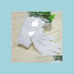 Gants de doigts pour enfants Bain Nettoyage du corps Douche Gant exfoliant en nylon blanc Cinq doigts Paddy Fibre douce Mas Cleaner Drop Deli Dhsyt