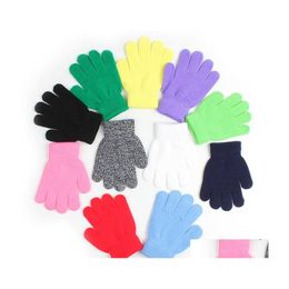 Gants De Doigt Pour Enfants Mode Enfants Enfants Gant Magique Mitaine Fille Garçon Enfant Stretch Tricoté Hiver Chaud Choisissez Couleur Drop Delivery Dhwea