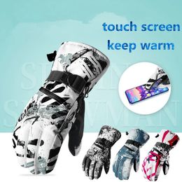 Gants pour enfants professionnels hiver chaud Ski écran tactile polaire Snowboard ultraléger imperméable 5 doigts thermique neige femmes hommes 231116