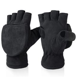 Gants pour enfants coupe-vent convertibles à rabat, mitaines chaudes d'hiver, gants demi-doigts avec rabat pour hommes, femmes, enfants, enfants 231026