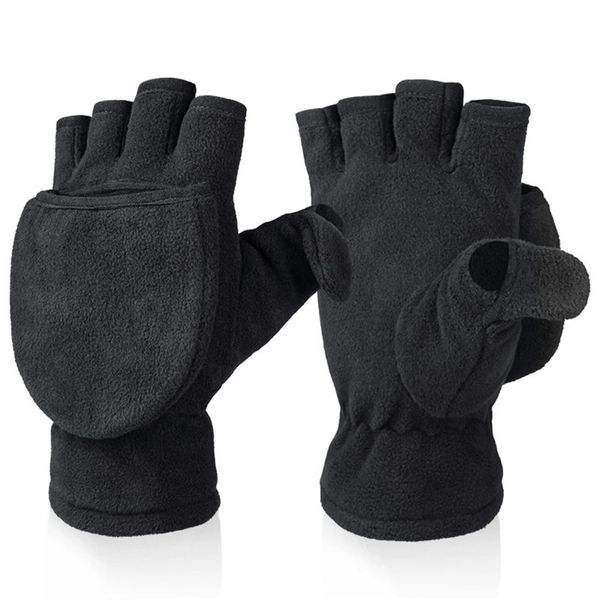 Guantes de dedo para niños Guantes convertibles a prueba de viento con tapa abatible Manoplas cálidas de invierno Guantes de medio dedo con cubierta de solapa para hombre mujer niños 231026