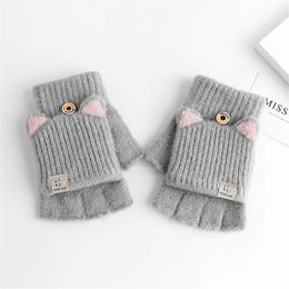 Enfants Doigts Gants Hiver Mode Enfants Enfants Garder Au Chaud Doux Tricoté Convertible Flip Top Moins Mitaines Pour L'extérieur 221118