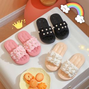 Children's for Girls New Outwear Summer Bow Pearl Anti Slip Home Beach Girl Girl Slippers