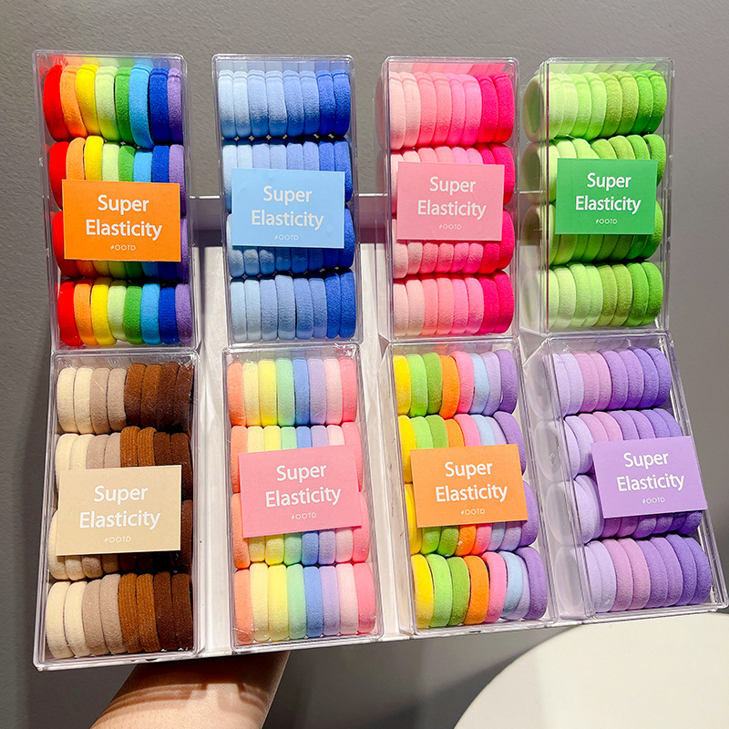 Children's gradual color hair circle hair ornament headwear box rubber band tie towel ring girls do not wrap rope