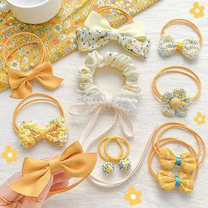 Corde à cheveux pour enfants dessin animé fleur arc accessoires pour cheveux haute élastique élastique anneau de cheveux mignon doux fille bandeau cadeau