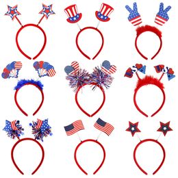 Coiffures pour enfants Stickling American Independence Day Hair Hoops Headwear Accessoires pour enfants Accessoires pour enfants et adultes Décoration de fête Parade Red Bandbands