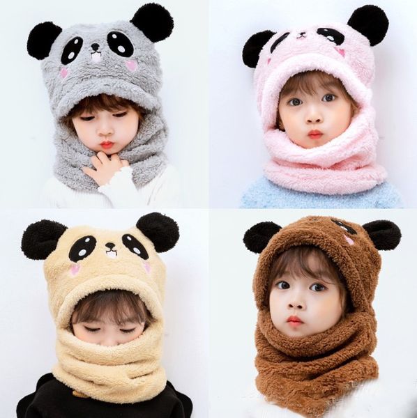 Chapeau pour enfants garçons photographie filles Plus casquette polaire oreilles de Panda trucs pour enfants 2021 hiver chaud écharpe ensemble nouveau-né bébé trucs