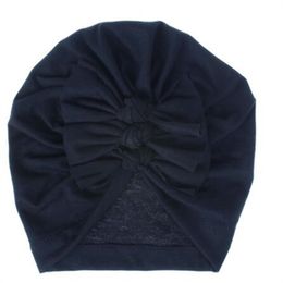Chapeau pour enfants nouveau tissu tricoté doux noeud indien chapeau froissé au printemps et en été s74