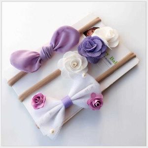 Coiffe pour enfants pour premier anniversaire couleur fleurs arcs 3 pièces costume une petite fille cheveux élastiques nés enfants 210529