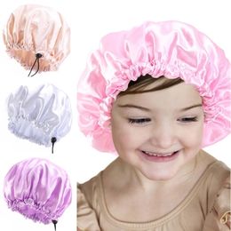 Accessoires de couvre-chef pour enfants filles Double couche bonnet de douche bonnet de bain garçons décontracté bonnet de nuit réglable couleur bonbon maison chapeau