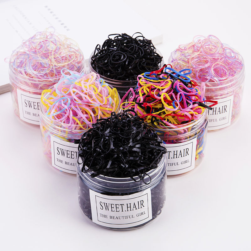 Children's headwear girls' rubber bands hair rings disposable black rubber bands thickened baby hair ties without damaging hair ropes