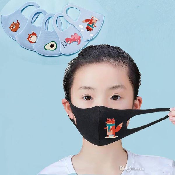 Masque de soie glacée pour enfants 3D respirant anti-poussière crème solaire lavable coton dessin animé impression mode masque pour enfants livraison gratuite