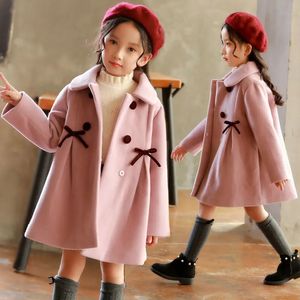 Vestes pour enfants automne et hiver manteaux de laine vêtements pour filles à la mode vestes pour enfants vestes longues 3 4 5 6 7 8 10 ans 240118